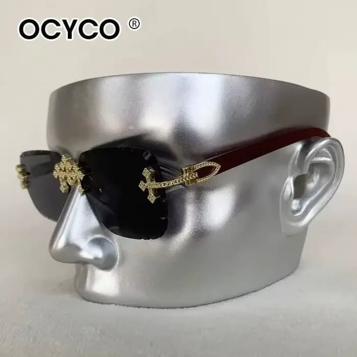 Lunettes de soleil carrées sans bords pour hommes