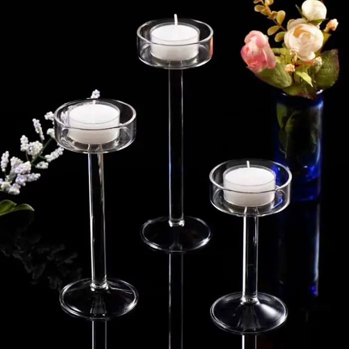 Grand Bougeoir en Verre Transparent, ci-après, Support, Pièce Maîtresse de Table pour la Maison, Chambre à Coucher, ixde Mariage, Romantique