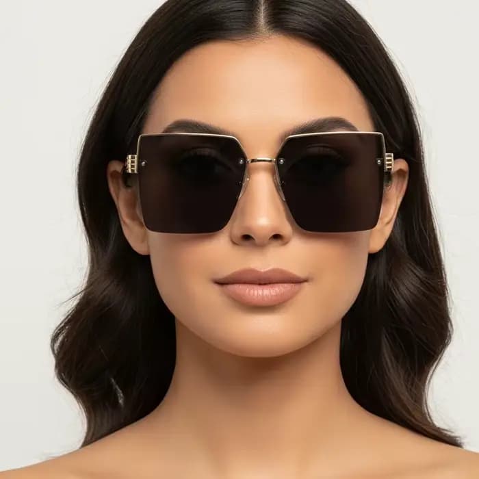 Nouveau demi-monture carré Protection UV lunettes de soleil à la mode unisexe Style de rue