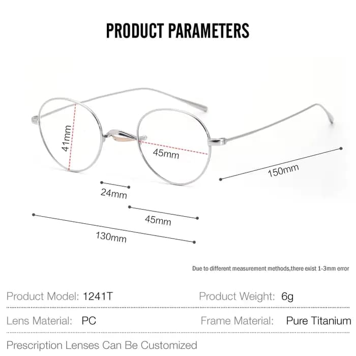 Lunettes en titane pur pour hommes et femmes