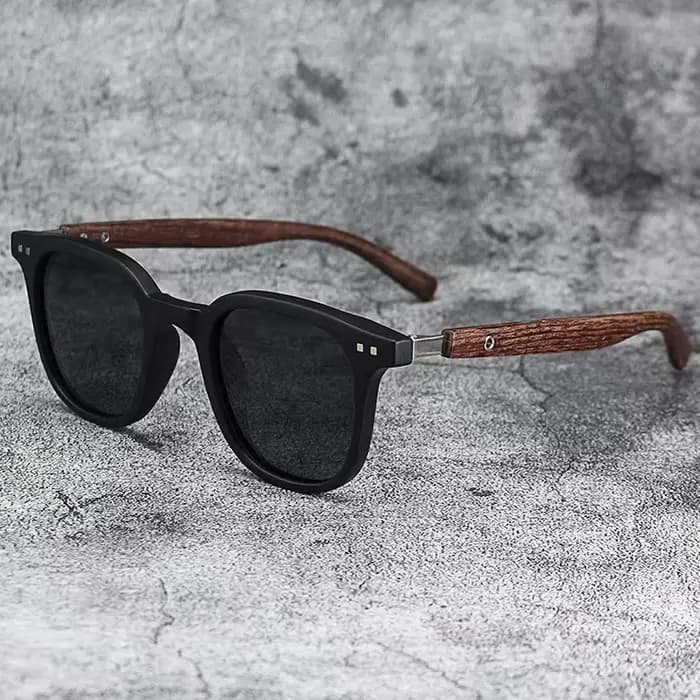 Lunettes de soleil à clous de jambe en grain de bois