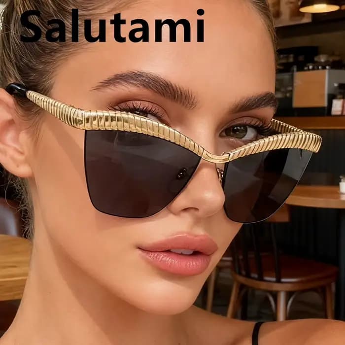 Lunettes de soleil œil de chat demi-cerclées uniques pour femmes