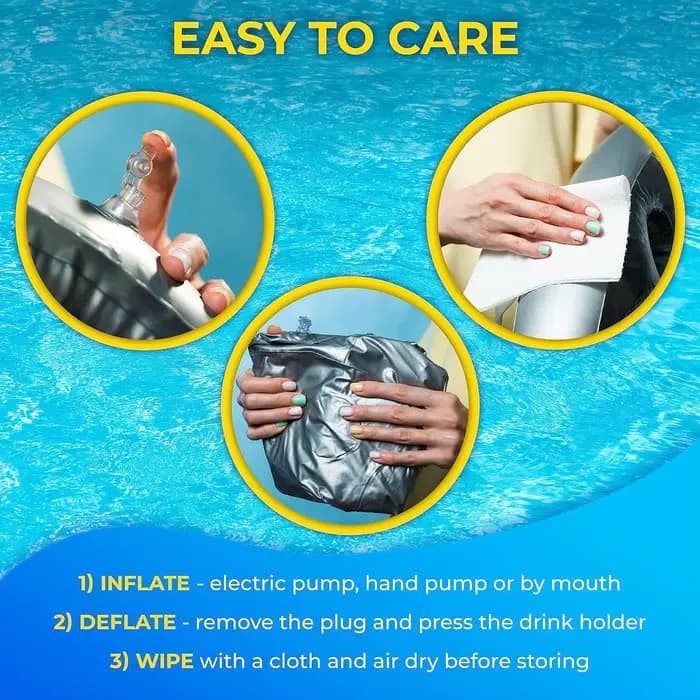 Support de Boissons Gonflable Flottant pour Piscine, Table à Bière, Refroidisseur, Plateau de Bar Flottant, Porte-Gobelets et Porte-Boissons avec Bol à Snacks