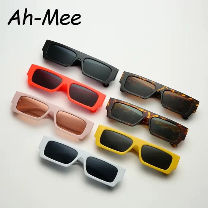 Mode petites montures lunettes de soleil carrées hommes femmes rétro nuances Rectangle Vintage jaune noir
