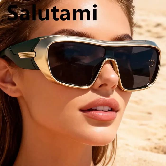 Lunettes de soleil carrées surdimensionnées vintage une pièce pour femmes et hommes