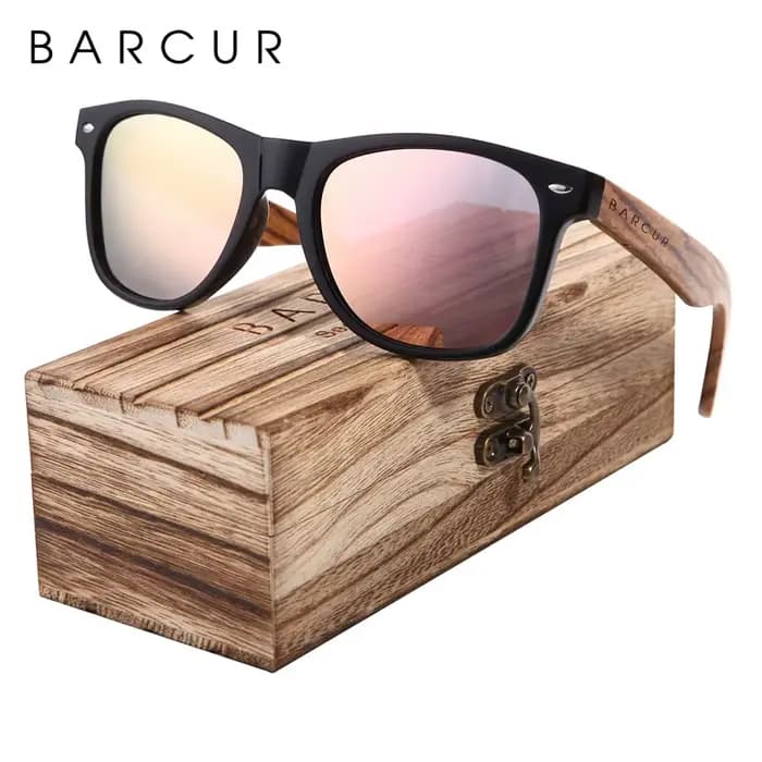 Lunettes de soleil polarisées en bois zèbre pour hommes