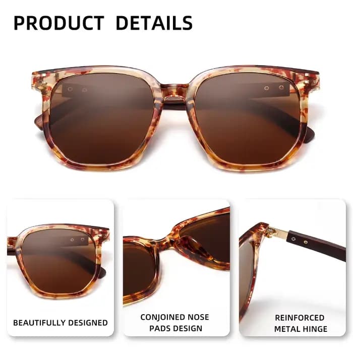 HOPEWOOD Lunettes de soleil vintage en bois grainé pour hommes et femmes