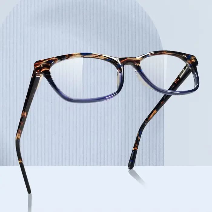 Femmes lunettes en acétate rétro bleu carré