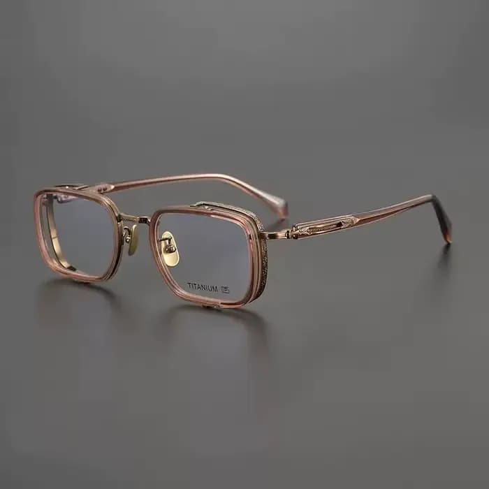 Vintage acétate titane lunettes cadre hommes carré Prescription myopie