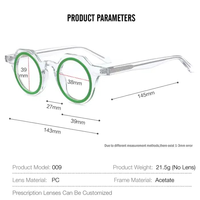 Lunettes rondes en acétate pour hommes et femmes