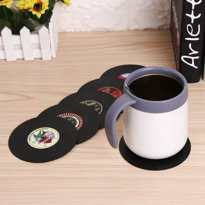 Sous-verres en vinyle pour disques d'animaux, pour boissons, ensemble de dessous de verre en vinyle Rockabilly avec étiquettes amusantes, protège les meubles des marques d'eau