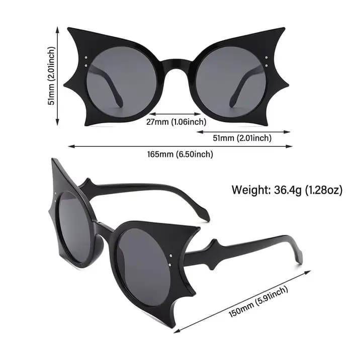 Lunettes de soleil gothiques en forme de chauve-souris sans bords pour femmes