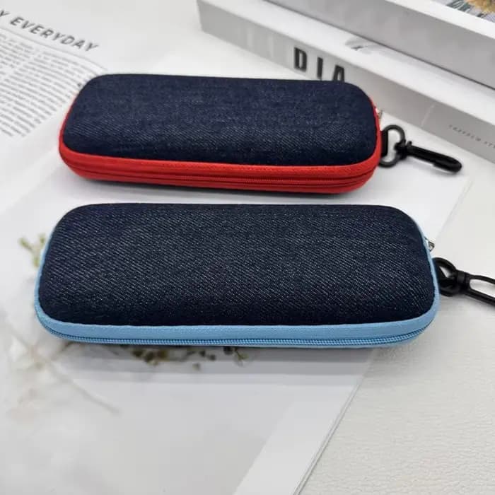 Boîte à lunettes en tissu Denim à la mode
