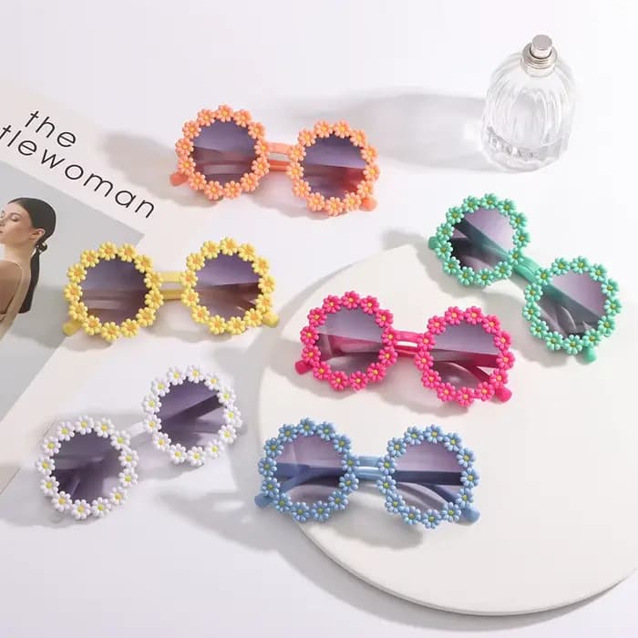 Lunettes de soleil rondes à fleurs pour enfants
