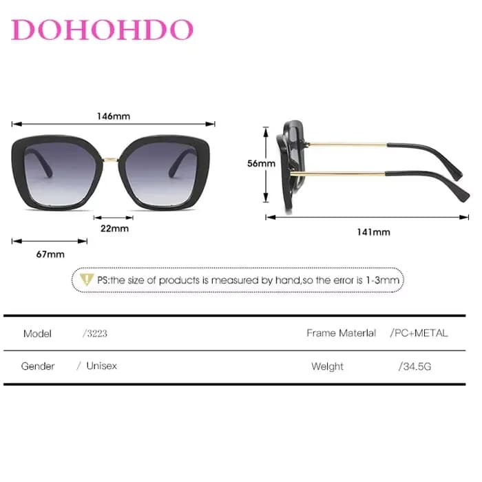 Lunettes de soleil de luxe à grande monture papillon pour femmes et hommes
