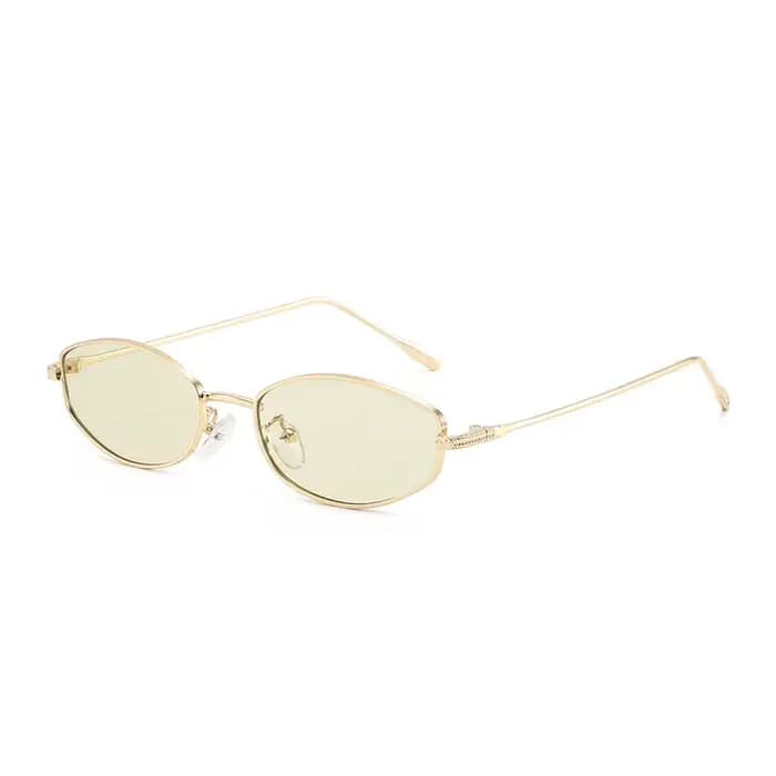 Lunettes de soleil anti-UV hexagonales ovales en métal, petites montures personnalisées européennes et américaines, élégantes et tendance pour hommes et femmes