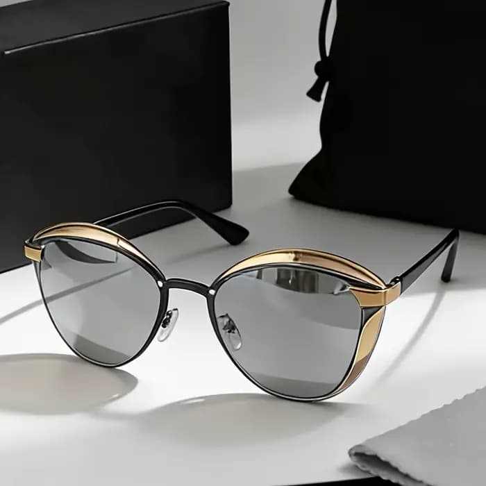 Lunettes de soleil papillon rétro classiques avec monture métallique unisexe