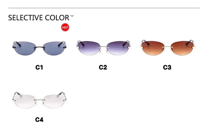 Lunettes de soleil ovales sans monture pour femmes