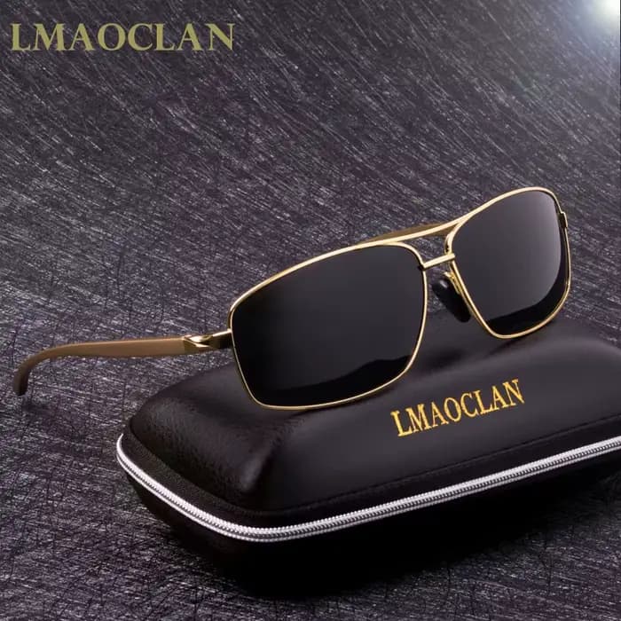 LMAOCLAN marque aluminium magnésium polarisé or lunettes de soleil hommes UV400 classique mâle