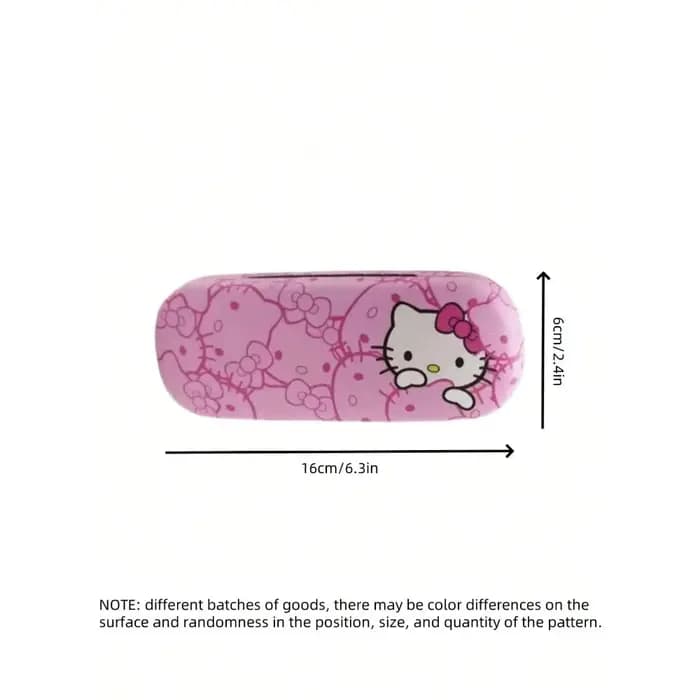 Étui à lunettes Hello Kitty et chiffon de nettoyage en microfibre douce, motif tête de chat rose, utilisé pour nettoyer et ranger les lunettes, les téléphones portables, 3 pièces