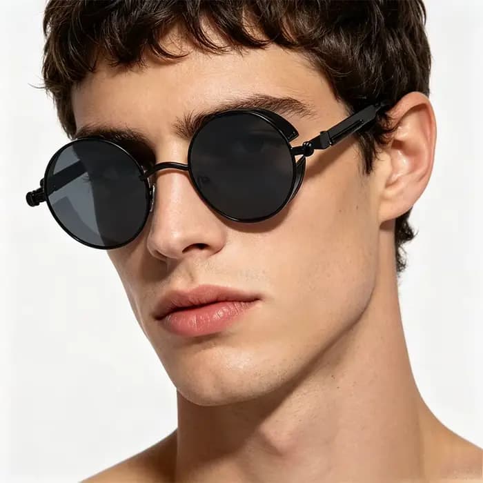 Steampunk lunettes de soleil pour hommes femmes cadre rond conduite Sports de plein air UV400