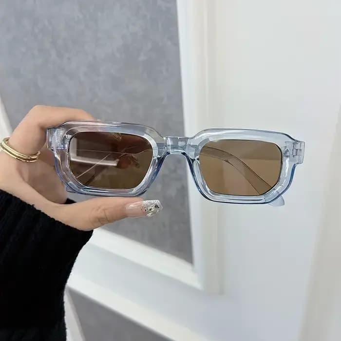 Luxueux Rectangle lunettes de soleil femmes hommes marque de mode concepteur décontracté