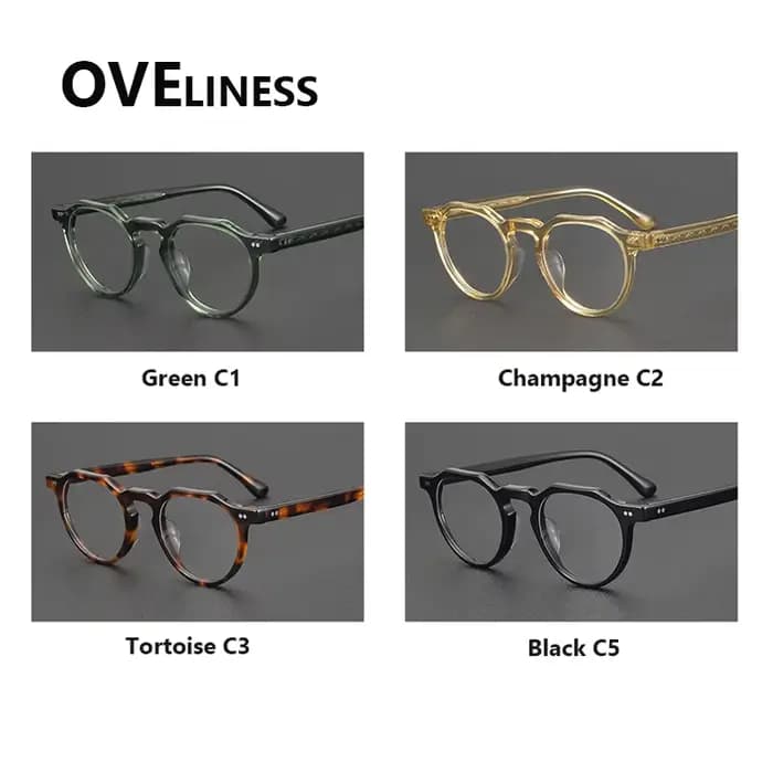 2026 Vintage rond acétate lunettes cadre pour hommes rétro