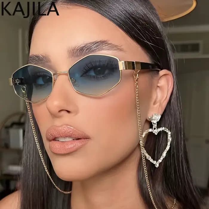Lunettes De soleil hexagonales à petite monture pour femmes