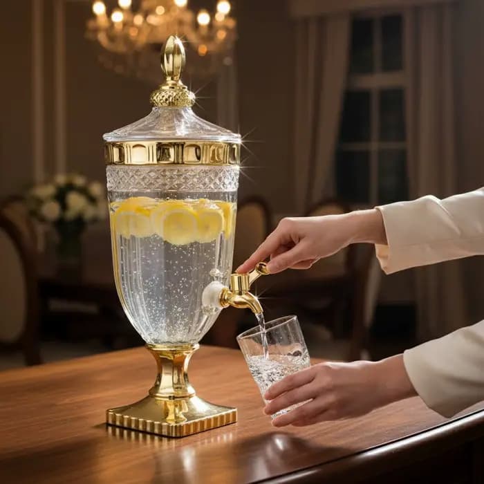 Distributeur de boissons en verre avec robinet, structure transparente, grande capacité, design vintage, pot à boissons facile à utiliser