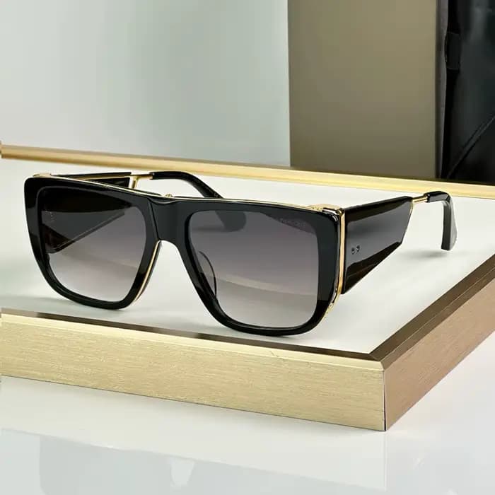 127 Lunettes de soleil carrées de luxe avec boucliers latéraux pour hommes et femmes, en acétate, qualité supérieure, Vintage, mode de rue, alliage UV400 avec étui