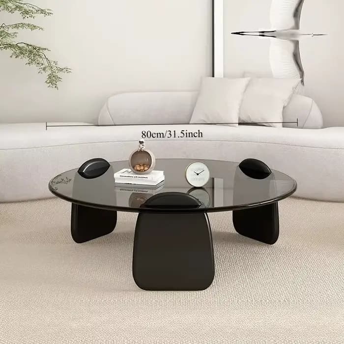 Table basse en verre avec Sculpture moderne, Table centrale en verre trempé, Style artistique, salon, canapé, placage des Tables d'appoint