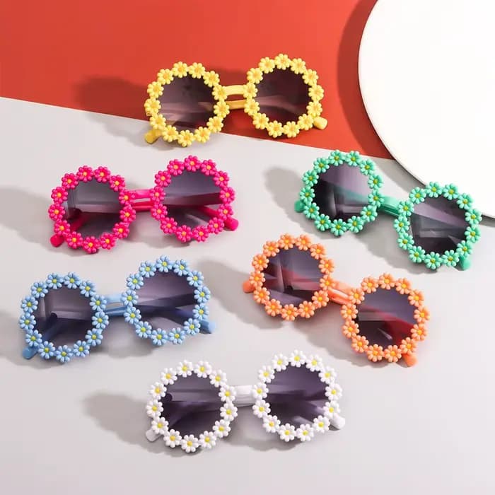 Lunettes de soleil rondes à fleurs pour enfants