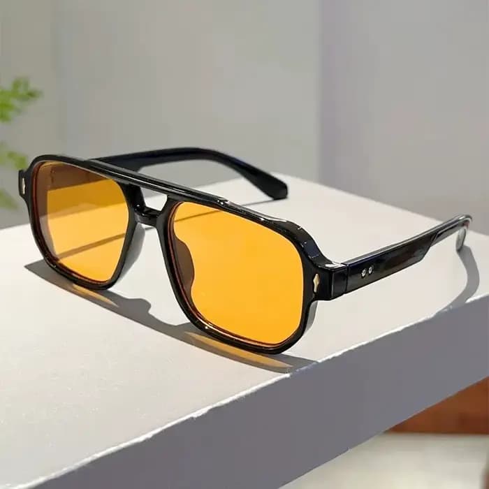 Nouvelles Lunettes de Soleil Carrées Vintage à Double Pont