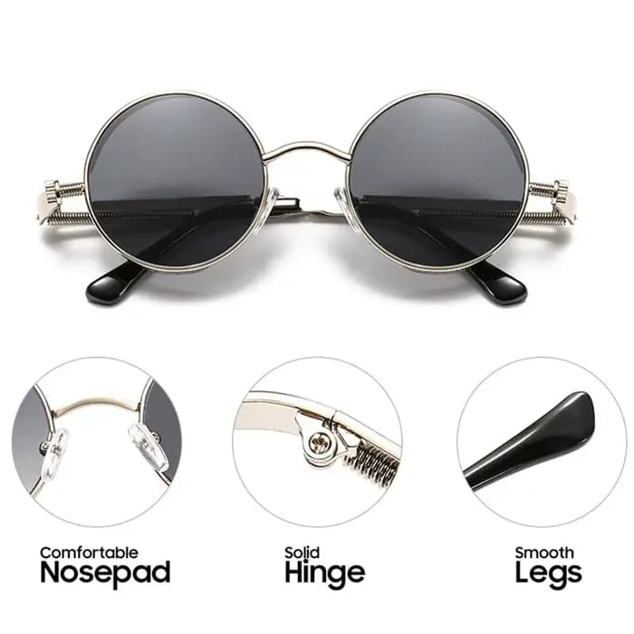 VIVIBEE Lunettes de soleil vintage steampunk rouges pour hommes