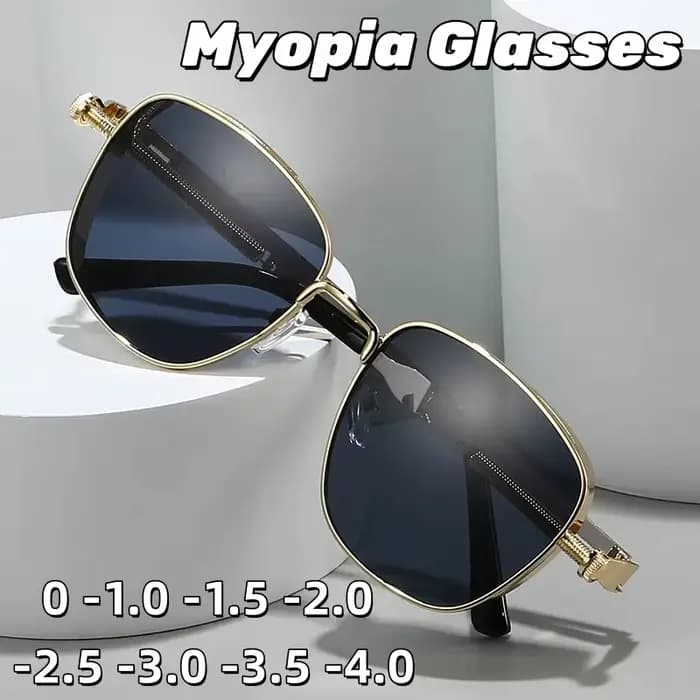 Nouvelles lunettes de soleil pour myopie en métal à monture carrée de Style Vintage