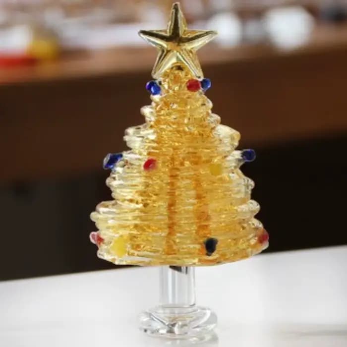 Décoration de Noël : Figurines d'arbre de Noël en verre brossé faites à la main, mini artisanat, décoration de Noël