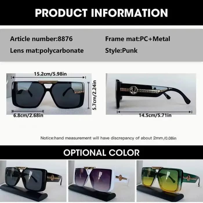 Lunettes de soleil carrées Vintage à grande monture pour hommes et femmes