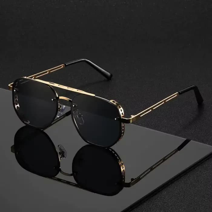 Lunettes de soleil classiques et tendance à double barre en métal