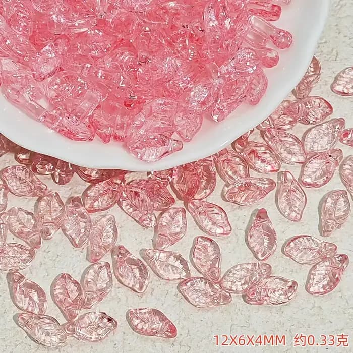 Perles en verre transparent dégradé en forme de feuille 12x6x4mm, 50 pièces, perles colorées en forme de feuille de vigne, accessoires de fabrication de bijoux faits à la main DIY
