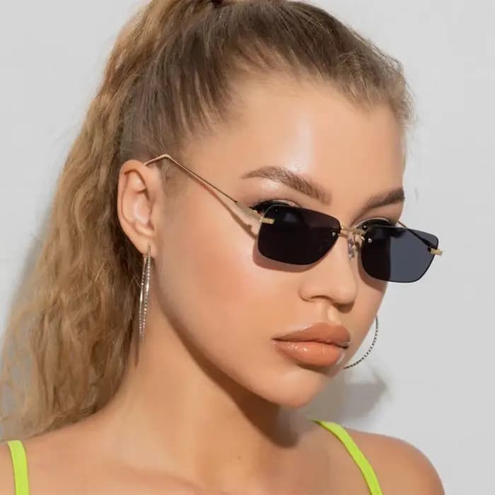 Lunettes de soleil carrées sans monture pour femmes