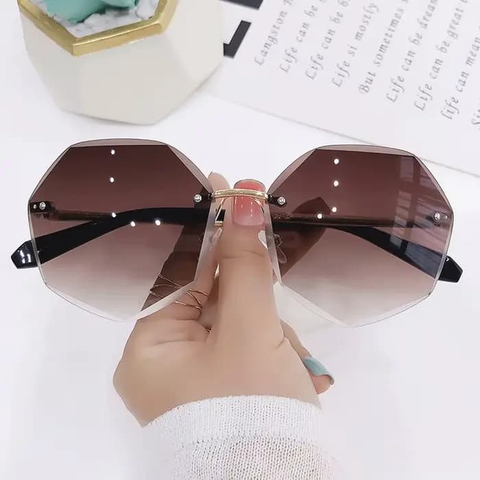 Lunettes de soleil octogonales sans bords pour femmes