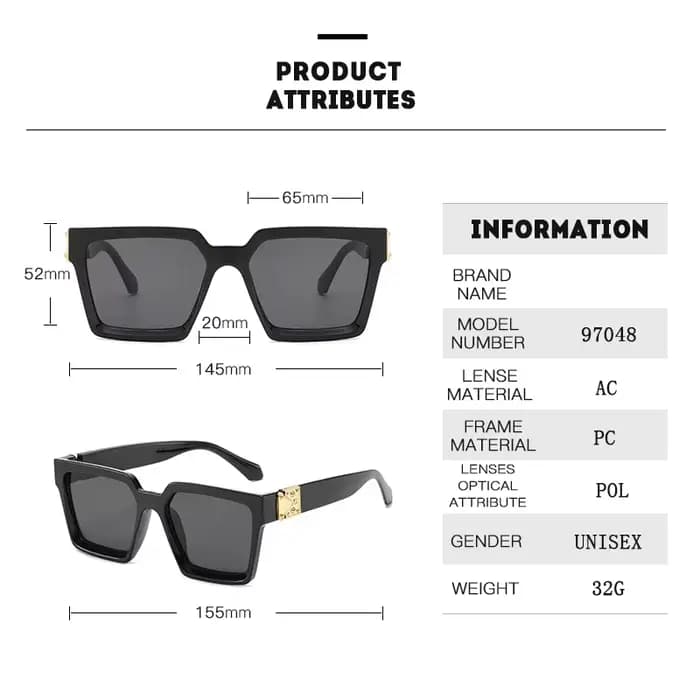 Lunettes de soleil carrées rétro pour hommes