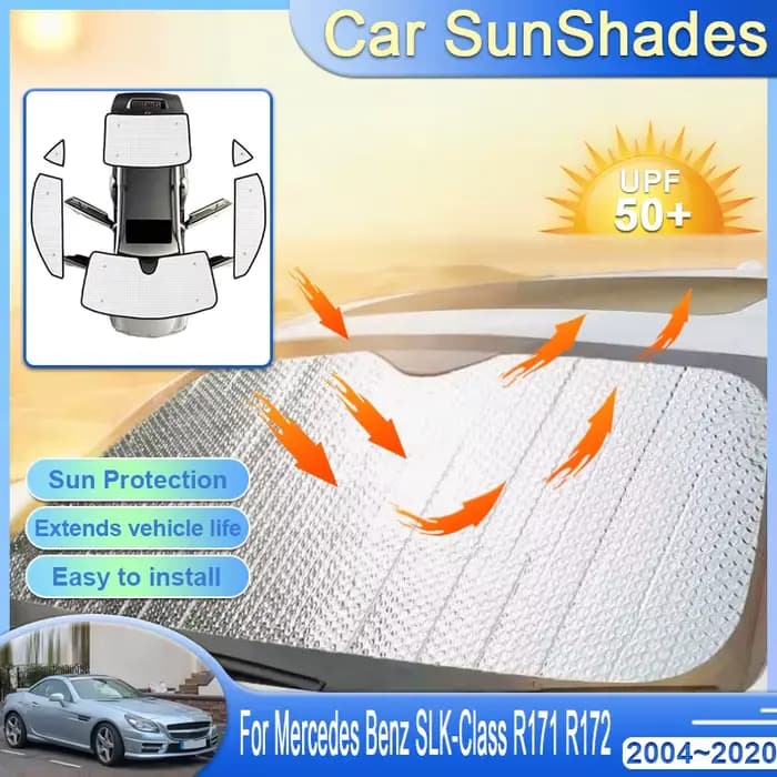 Pour Mercedes Benz classe SLK R171 R172 2004 ~ 2020 couverture de pare-soleil de voiture réflecteur pare-soleil visière argent rétractable Protection de voiture