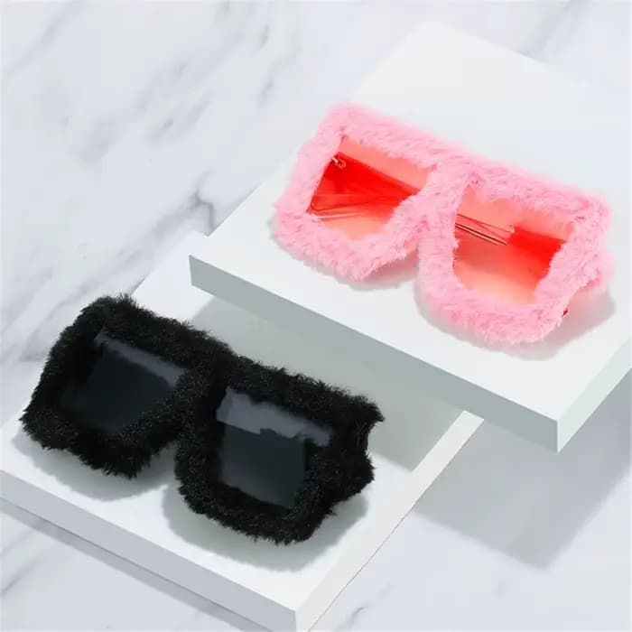 Lunettes de soleil carrées surdimensionnées en velours pour femmes