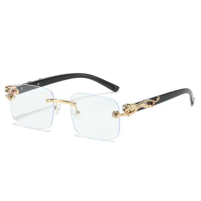 2025 classique sans monture carré lunettes de soleil hommes teinte couleur métal guépard décoration mode luxe