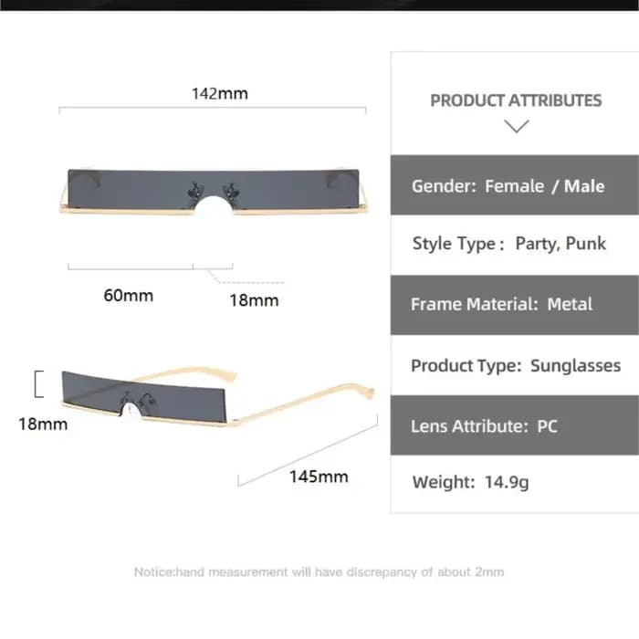 Lunettes de soleil punk sans monture