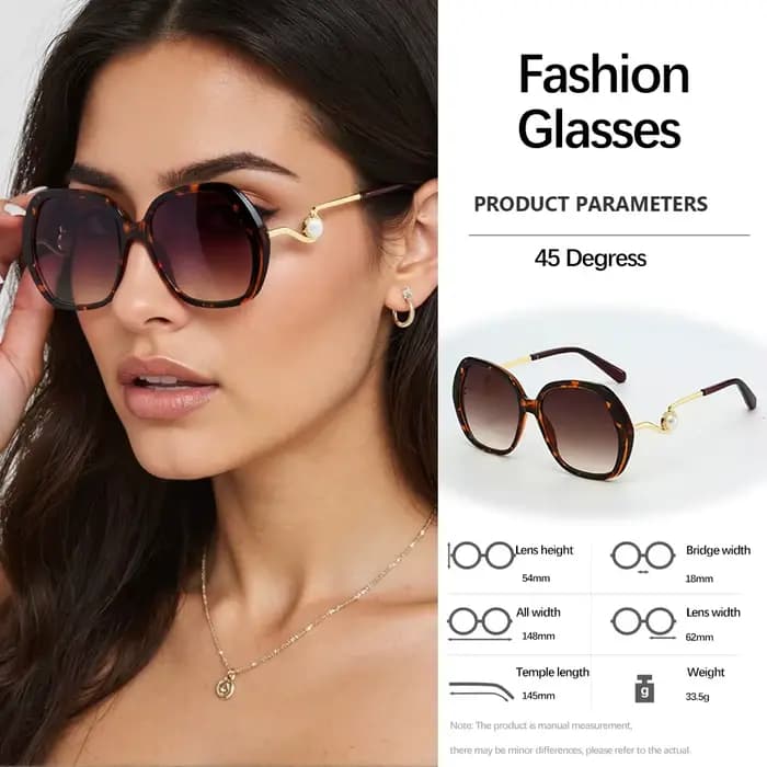 Lunettes de soleil polygonales à bords larges pour femmes