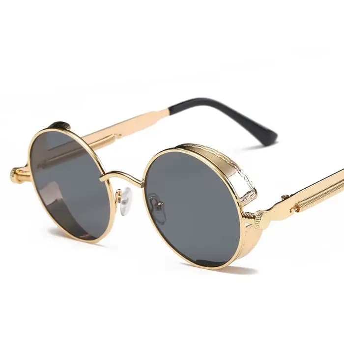 Vintage Steampunk rouge lunettes de soleil hommes rond Punk alliage métal rétro