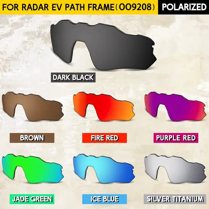 Lentilles de remplacement polarisées pour lunettes de soleil Oakley Radar EV Path OO9208 - Protection UV à 100%