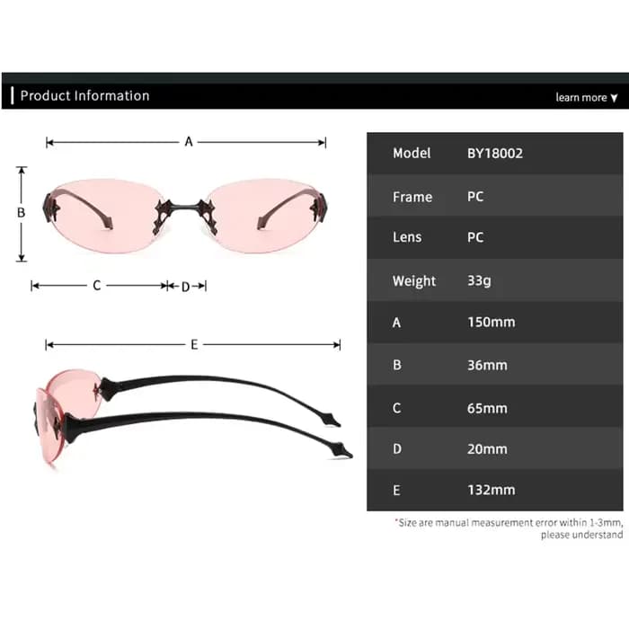 Lunettes de soleil ovales œil de chat sans cadre pour femmes
